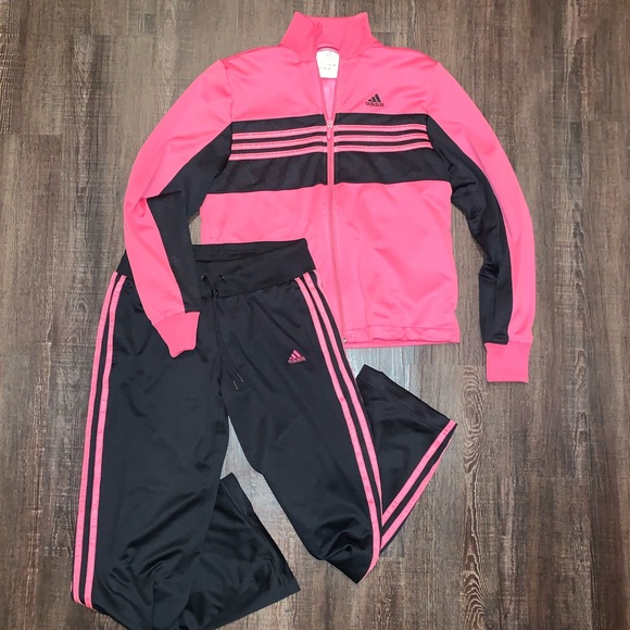 adidas black pink tracksuit
